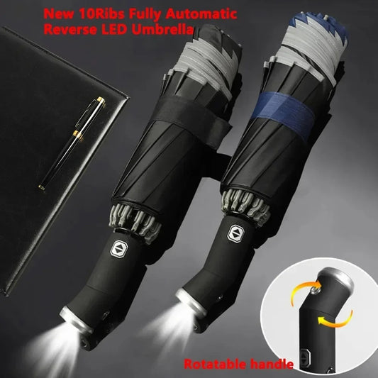 Automatic Reversible LED Flashlight Umbrella