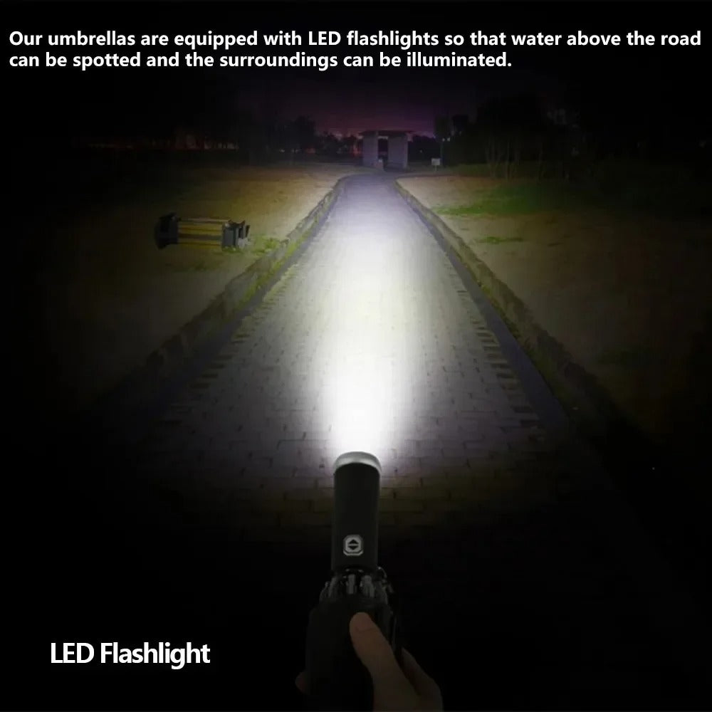 Automatic Reversible LED Flashlight Umbrella