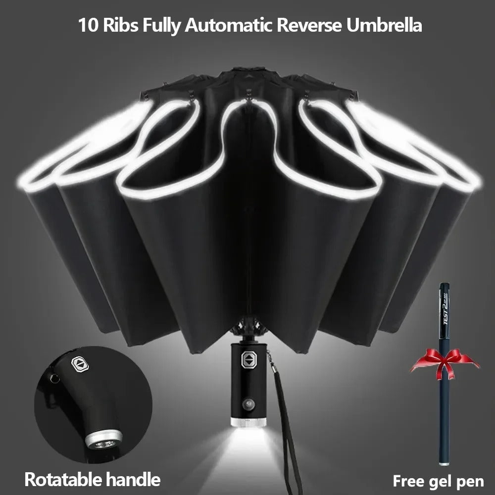 Automatic Reversible LED Flashlight Umbrella