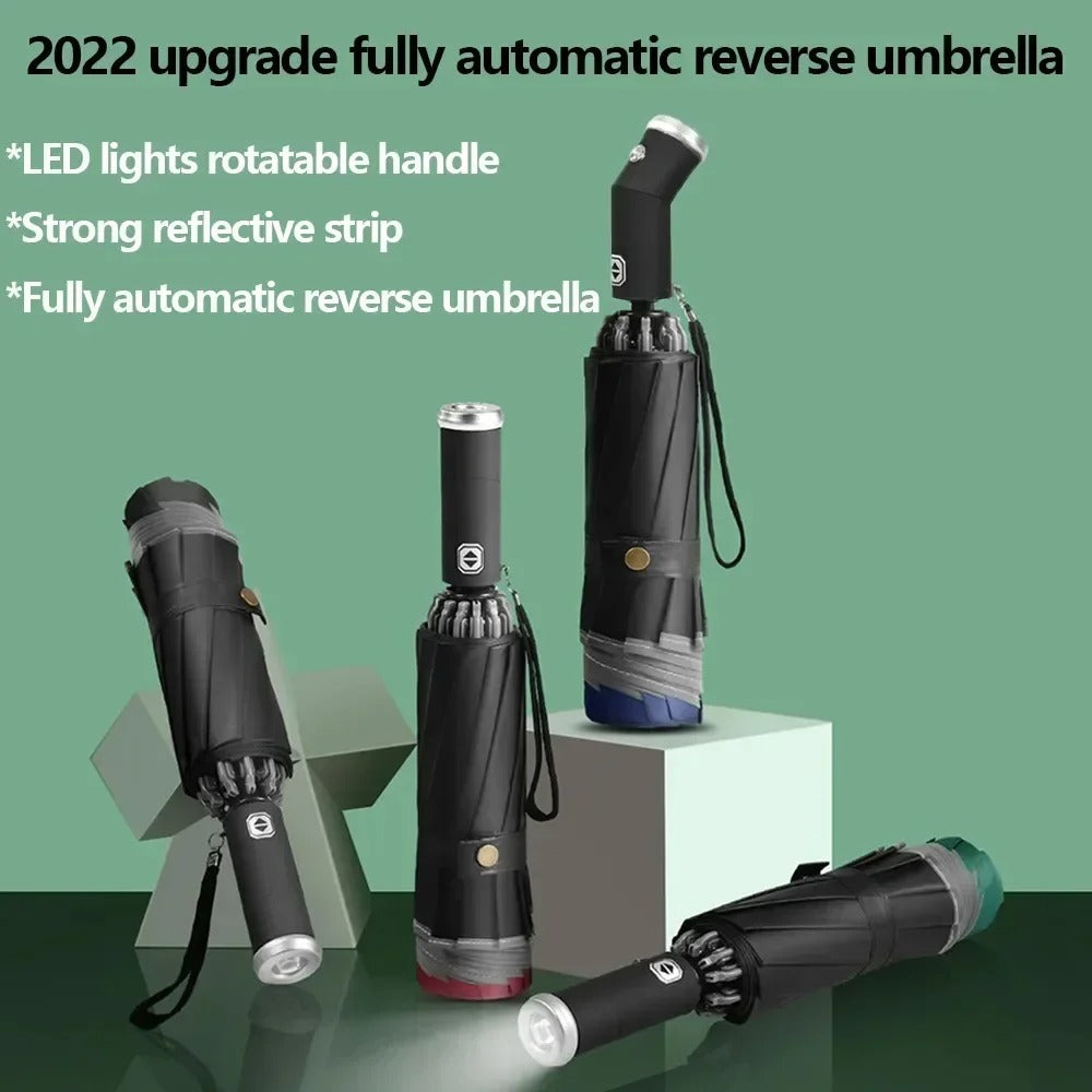 Automatic Reversible LED Flashlight Umbrella